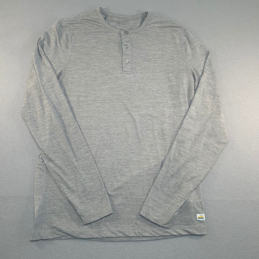 Vuori Ease Performance Henley Top Mens Size S Gray Long Sleeve V194